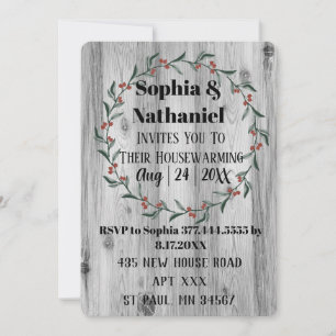 Grey Rustic Fall House Warming Party Celebration I Invitation