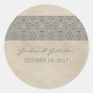 Grey Rustic Lace Wedding Stickers