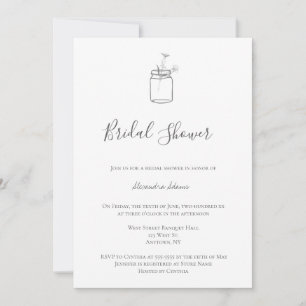 Grey rustic mason jar bridal shower invitations