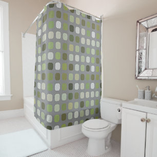 Grey Sage Olive Green Round Squares Art