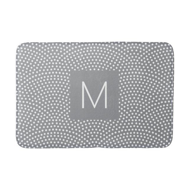 Grey Same Komon (shark skin) Monogrammed Bath Mat (Front)