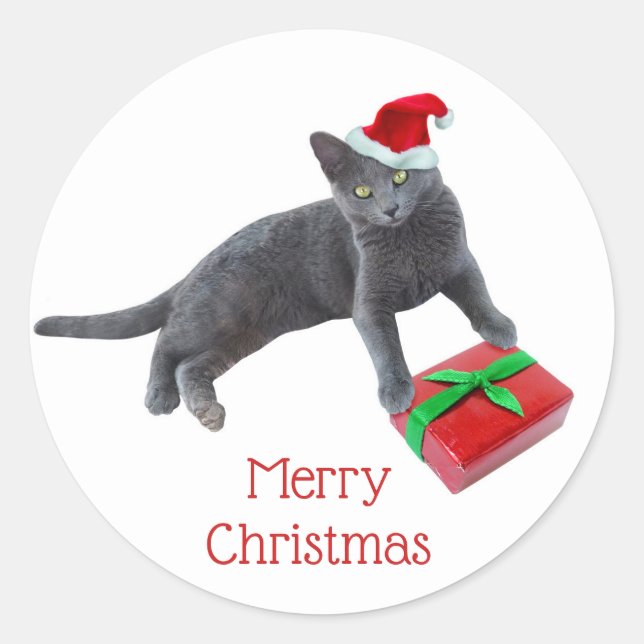 Grey Santa Cat Stickers (Front)