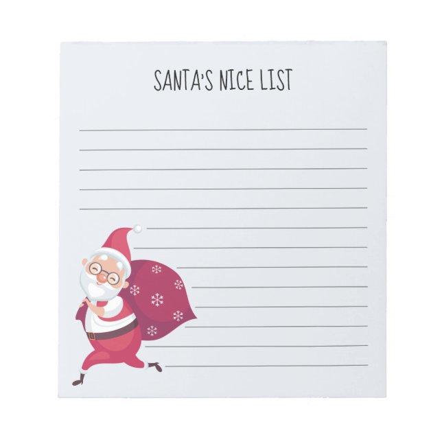 Grey Santa's Nice List Notepad (Front)