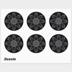 Grey Scale Floral Mandala Template  Classic Round Sticker