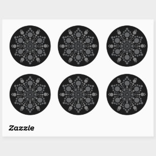 Grey Scale Mandala Dot Art Template Classic Round Sticker