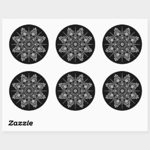 Grey Scale Mandala Dot Art Template Classic Round Sticker