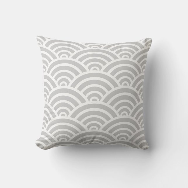 Grey Scallop Pattern Throw Pillow (Front)