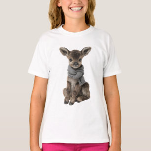 Grey Scarf Baby Fawn Kids T-Shirt