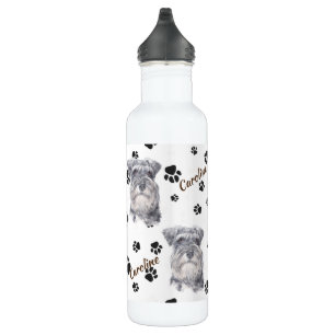 Grey Schnauzer Dog Pawprint 710 Ml Water Bottle