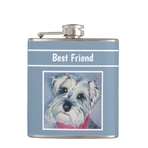 Grey Schnauzer Hip Flask