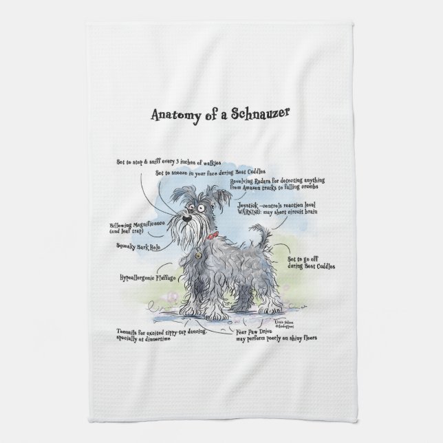 Grey Schnauzer Kitchen Towel (Vertical)