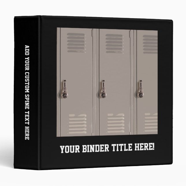 Grey School Lockers, High School Student Binder (Front/Spine)