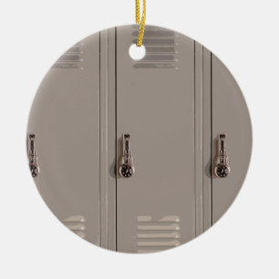 Grey School Lockers, High School Student Ceramic Ornament