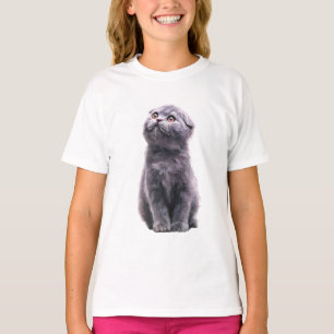 Grey Scottish Fold Kitten Painting Kids T-Shirt