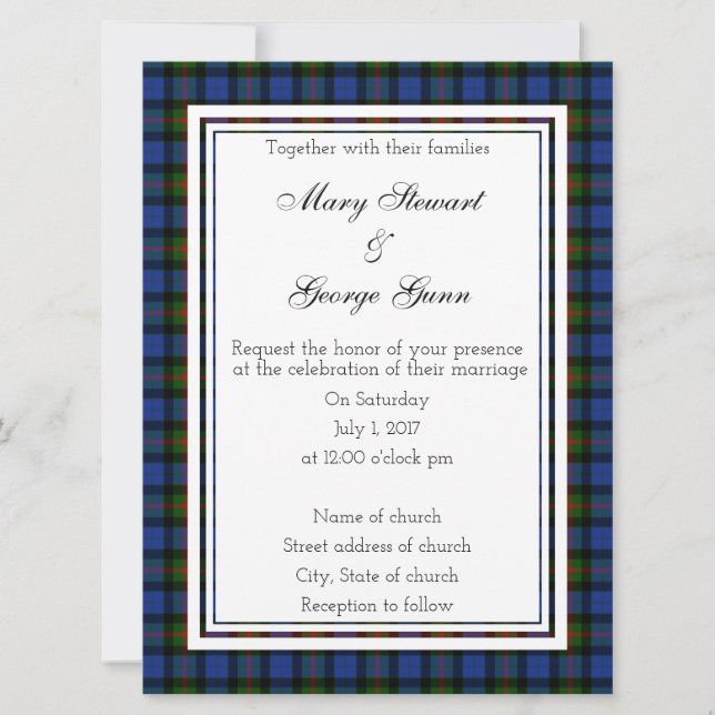 Grey Scottish Wedding Invitation (Front)
