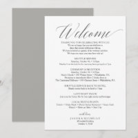 Grey Script Wedding Itinerary Welcome Letter