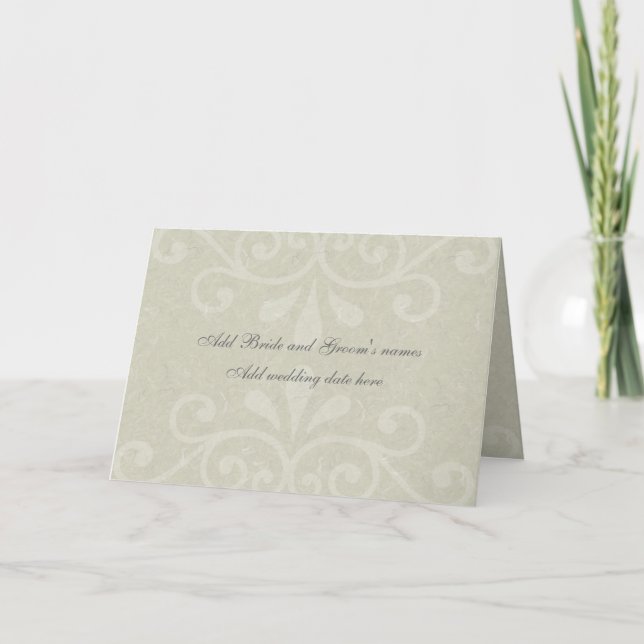Grey Scroll Formal Wedding Invitation (Front)