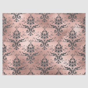 Grey Scroll Work Floral on Pink Decoupage Tissue Paper