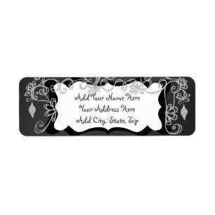 Grey Scrolls Chalkboard Holiday Address Label