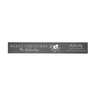 Grey Scrolls Chalkboard Holiday Wraparound Label