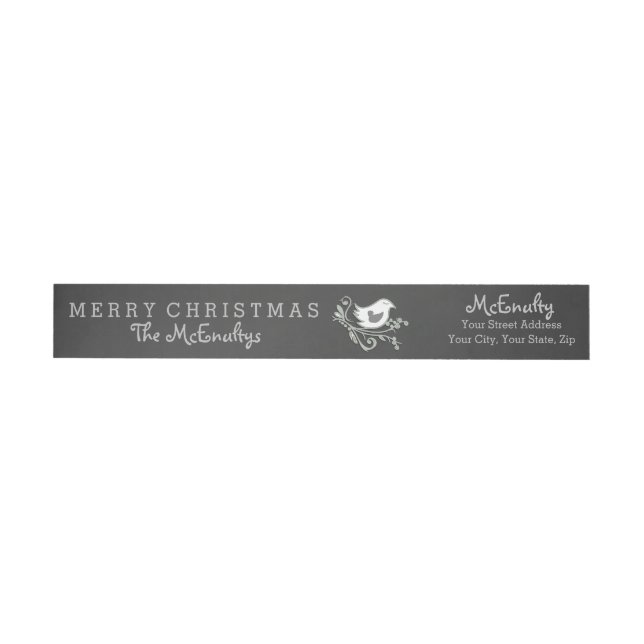 Grey Scrolls Chalkboard Holiday Wraparound Label (Individual)