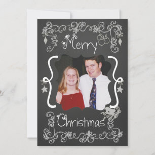 Grey Scrolls Customized Photo Holiday Card