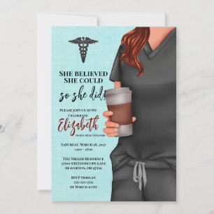 Grey Scrubs Nursing School Graduation Invitation