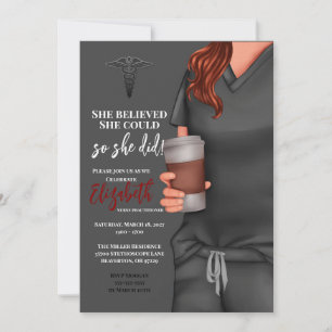 Grey Scrubs Nursing School Graduation Invitation