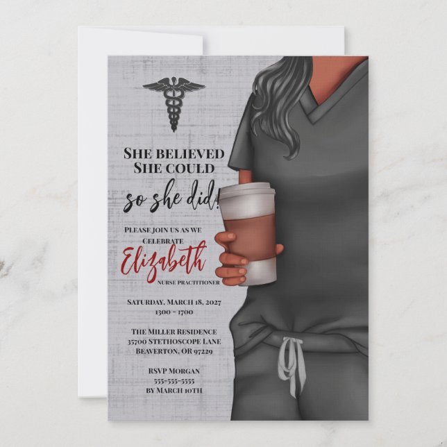 Grey Scrubs Nursing School Graduation Invitation (Front)