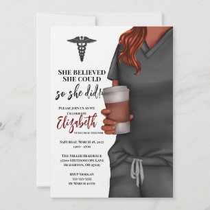 Grey Scrubs Nursing School Graduation Invitation