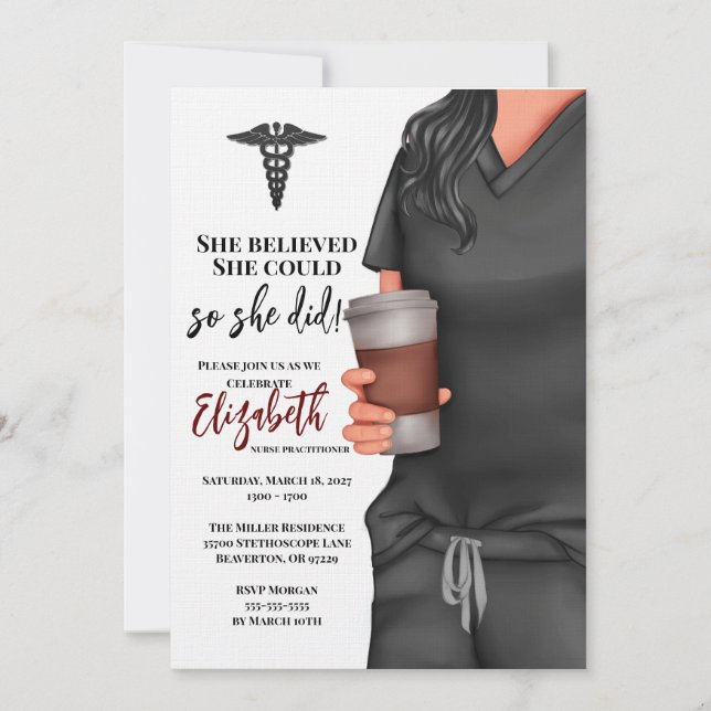 Grey Scrubs Nursing School Graduation Invitation (Front)