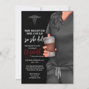 Grey Scrubs Nursing School Graduation Invitation
