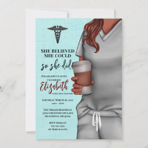 Grey Scrubs Nursing School Graduation Invitation