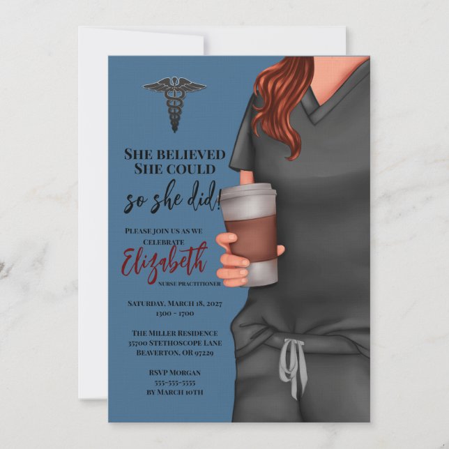 Grey Scrubs Nursing School Graduation Invitation (Front)