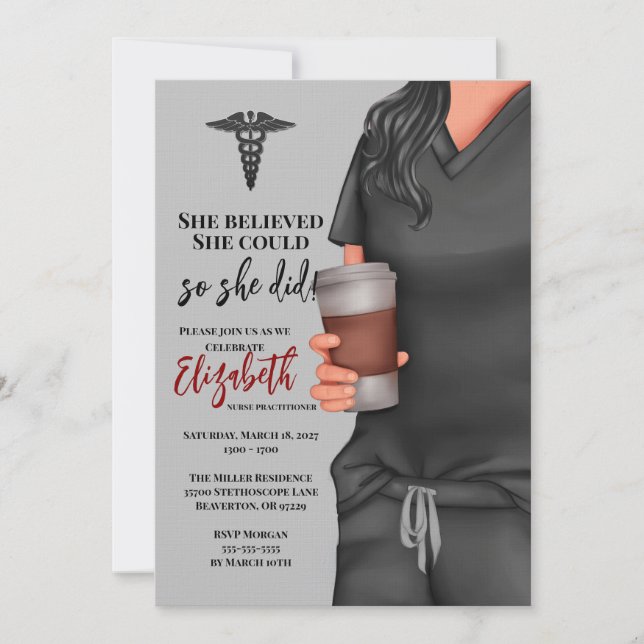 Grey Scrubs Nursing School Graduation Invitation (Front)