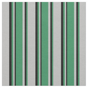 Grey, Sea Green & Black Coloured Stripes Fabric