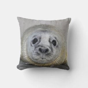 Grey Seal Pup Throw Pillow