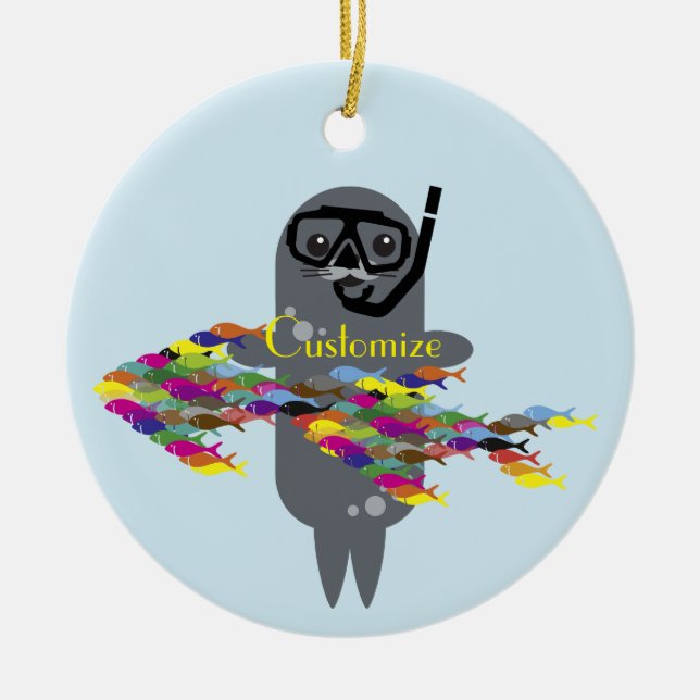 Grey Seal Thunder_Cove   Ceramic Ornament (Front)
