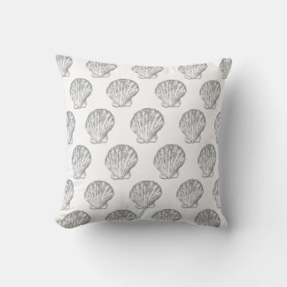 Grey Seashell elegant seamless pattern Throw Pillow