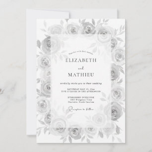 Grey Serene Floral Wedding Invitation