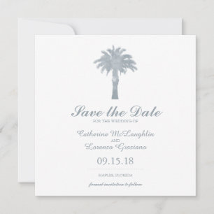 Grey Serene Palm Tree Watercolor Save the Date