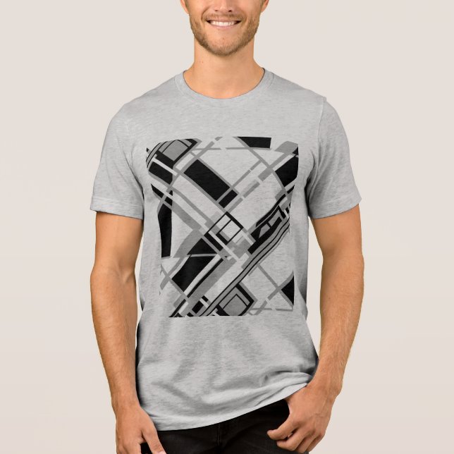 Grey Shades Black Diagonal Gameboard MCM Look Tri-Blend Shirt (Front)