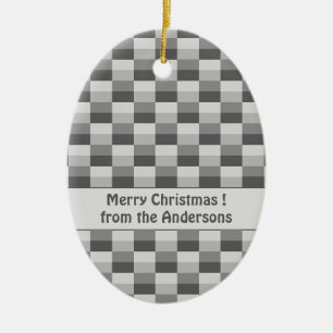 Grey Shades Colour Blocks Ceramic Ornament