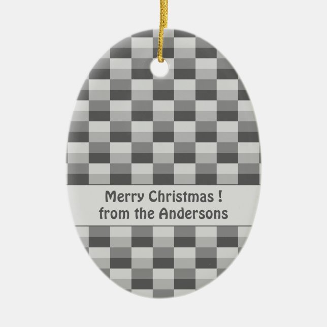Grey Shades Colour Blocks Ceramic Ornament (Front)