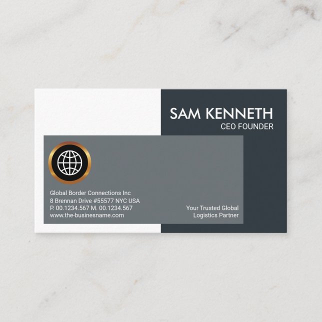 Grey Shades Column Box Entrepreneur CEO Founder Business Card (Front)
