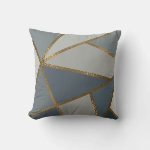 Grey Shades Neutral Gold Bronze Geometric Throw Pillow