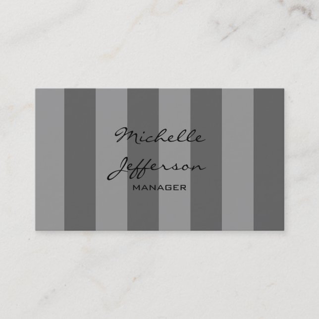 Grey Shades Stripes Pattern Manager Business Card (Front)