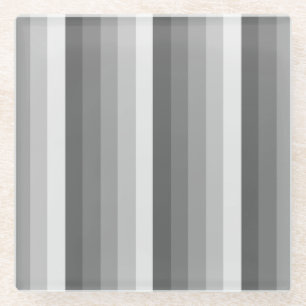 Grey shadow stripes glass coaster