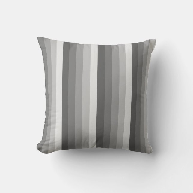 Grey shadow stripes throw pillow (Front)