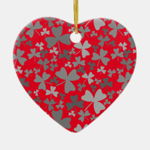 Grey Shamrocks Ceramic Ornament